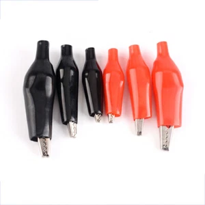 Crocodile Clips Test Clip Alligator Connector with Insulated PVC Cover Black Red - Picture 1 of 13