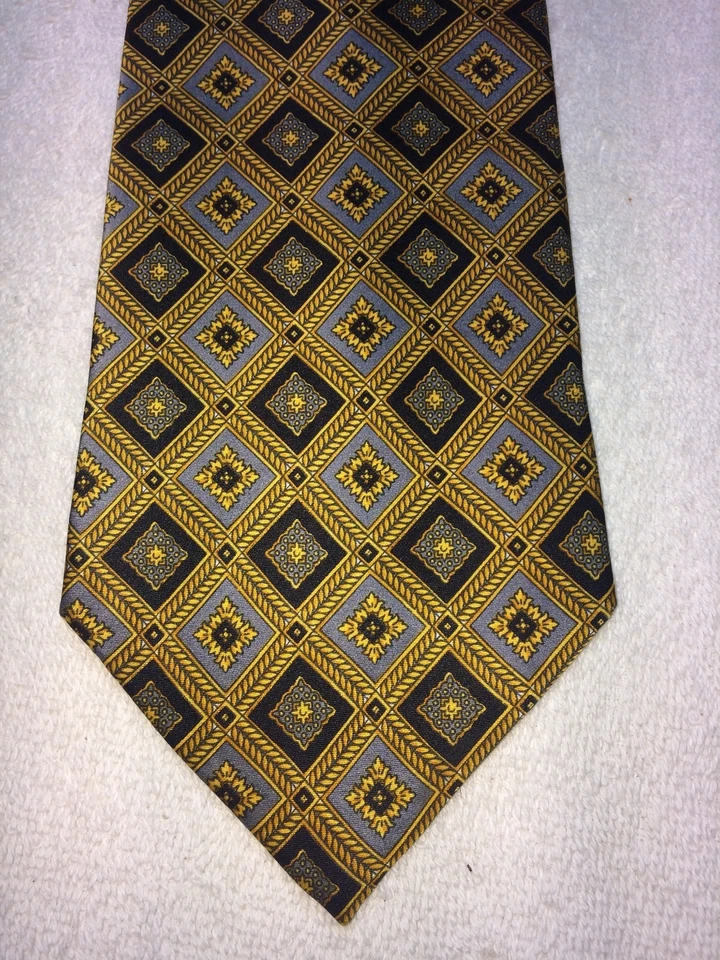 CORBATA HOMBRE HOY 3,75 X 58 DORADA CON NEGRO Y AZUL PIZARRA NUEVA SIN ETIQUETAS Foto 1 de 4