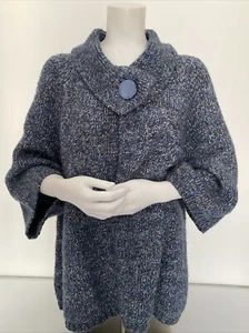 Tweeds Women's Blue Multi Knit Shawl Collar 3/4 Sleeve Cardigan Sweaters Sz 3x - Picture 1 of 11