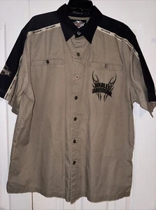 Harley Davidson embroidered off Black/grey garage work shirt men's XL - Picture 1 of 7