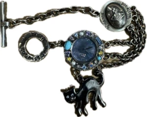RARE! Vivienne Westwood Kawaii cat & silver bracelet wristwatch with Box clean - Picture 1 of 3