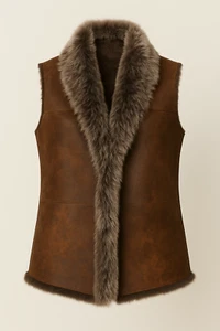 Gilet in pelle di pecora da donna in vera pelliccia di shearling gilet giacca XXS - 6XL - Foto 1 di 3