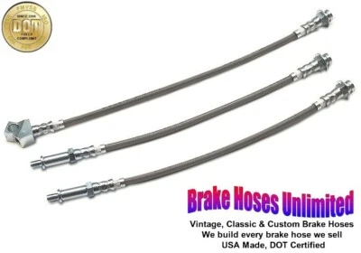 CONJUNTO DE MANGUEIRA DE FREIO INOXIDÁVEL Ford Mustang 1965 1966 - Tambor dianteiro, escapamento único - Imagem 1 de 2