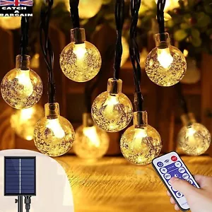 Solar Garden Crystal Ball Fairy Lights Waterproof, 60 LED w Remote Timer (J777) - Picture 1 of 4