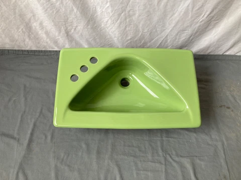 Vtg Fresh Green Lime 13x21 NOS Kohler Boutique Self Rimming Bath Sink 137-23E Cover