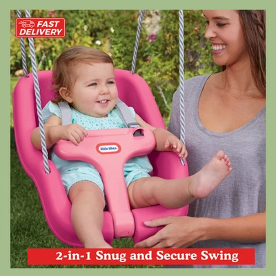 Little Tikes 2-in-1 Snug Secure Baby Toddler Swing Outdoor Seat Magenta 22kg 9M+ - image 1 of 4