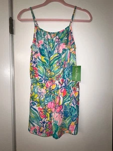NWT Lilly Pulitzer Girls Aleene Romper in Surf Gypsea Size XL 12-14 - Picture 1 of 8