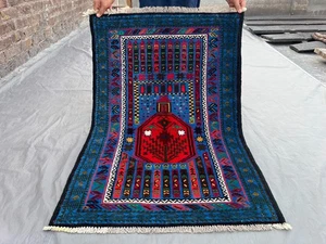 2.5x3.7 Vintage Afghan Rug Hand Knotted Wool Soft Pile Colorful Tribal Mat Rug - Picture 1 of 12