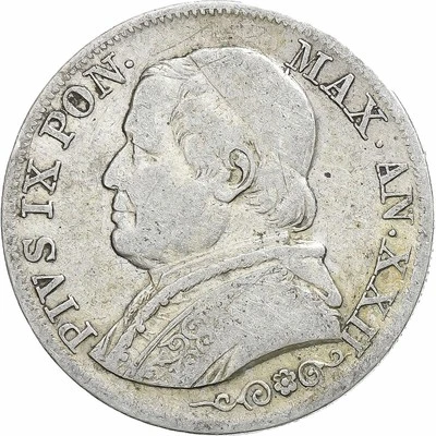 [#1116176] ITALIAN STATES, PAPAL STATES, Pius IX, Lira, 1868, Rome, Silver, VF - Image 1 of 2