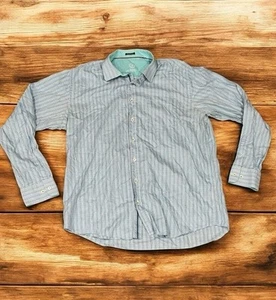 Bugatchi Uomo Shirt Mens Large Blue Performance Button Up Classic Fit Geometric - Picture 1 of 15