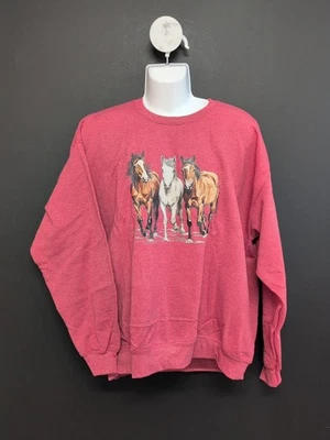 Толстовка женская Gildan Three Horses вестерн графический вырез лодочкой XL красная - Изображение 1 из 4