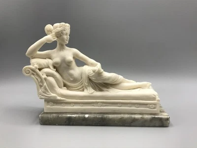 Statua Paolina Bonaparte Venere scultura in marmo alabastro firmata vecchia - Immagine 1 di 4