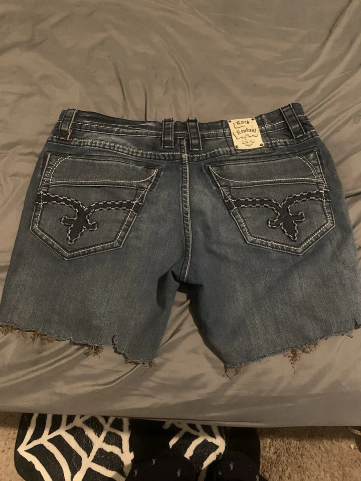 Rock Revival Jeans Mens 40 Dark Wash Faded Distressed Kingsley Shorts - Image 1 of 3