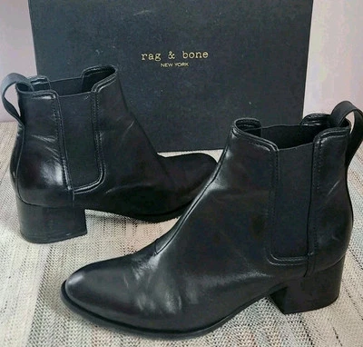 Botas Walker Rag & Bone Para Mujer Negras Cuero de Cordero Suave Tacón Bloque Talla US 5 Foto 1 de 4