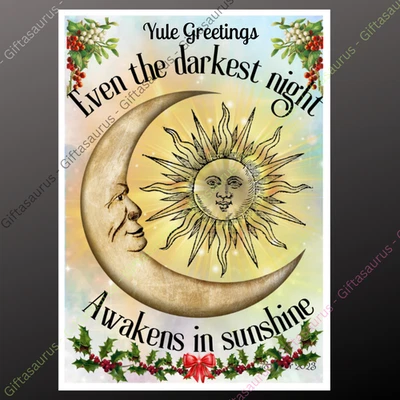 E TAYLOR ART Personalised Yule Card Christmas Yule Whimsy Wiccan Pagan Plantable Seeded Verse