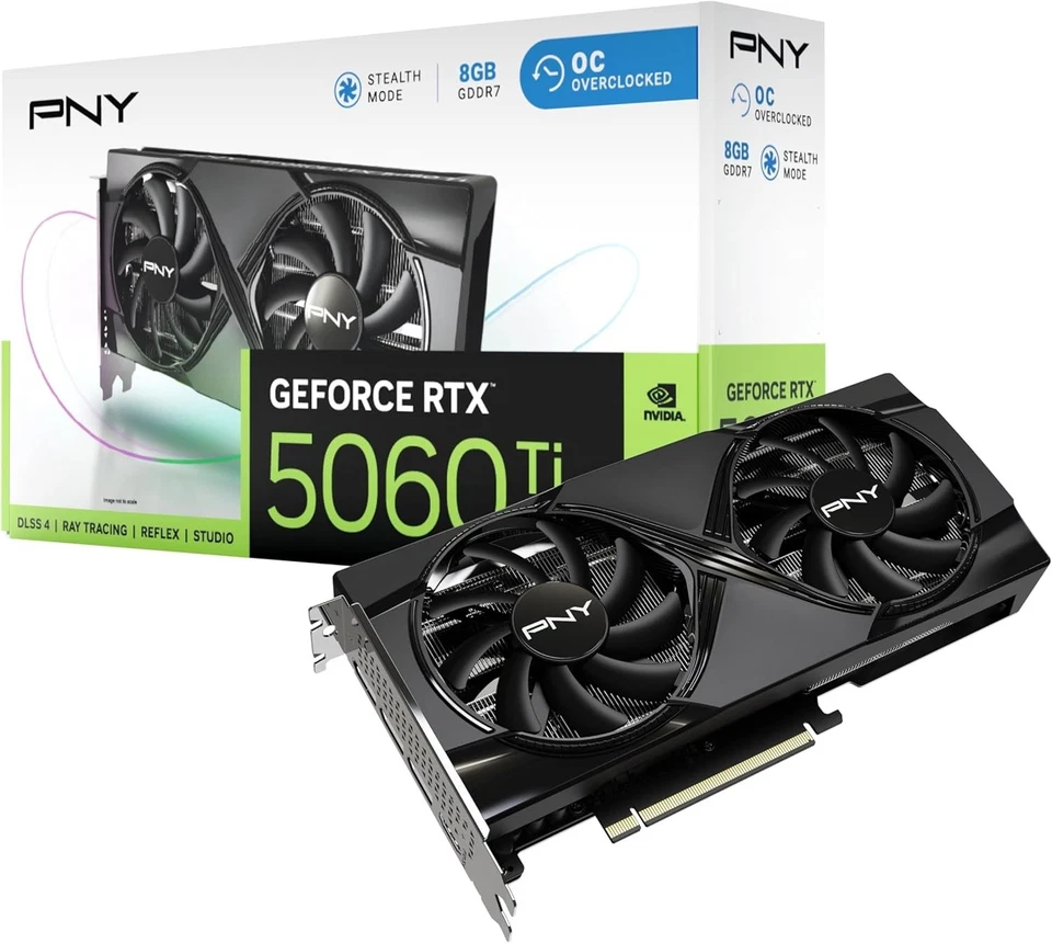 PNY NVIDIA GeForce RTX™ 5060 OC Dual Fan, Graphics Card 8GB GDDR7, 128-bit - Image 1 of 1