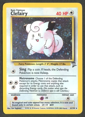 Pokemon TCG: Clefairy 6/130 Base Set 2 WoTC Holo Rare - With Swirl - Image 1 of 4