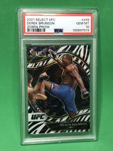 PSA 10 Gem Mt 2021 Panini Select UFC Derek Brunson #249 Octagonside Zebra Prizm - Picture 1 of 6