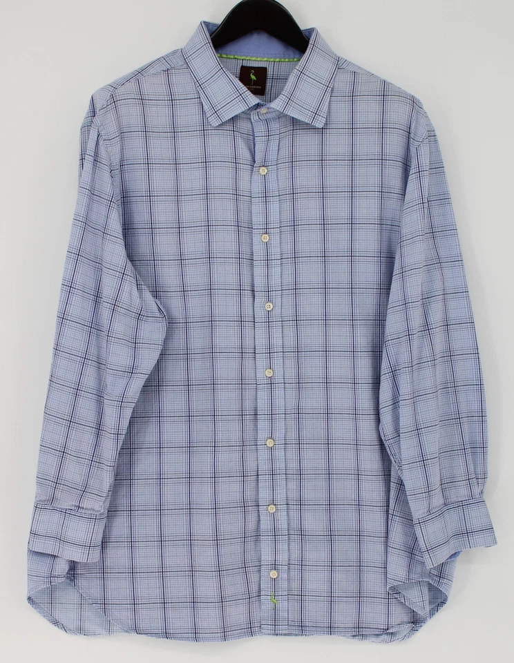 Camisa Tailorbyrd Para Hombres 2XL Azul Púrpura Cuadros Botones Manga Larga Informal Foto 1 de 4
