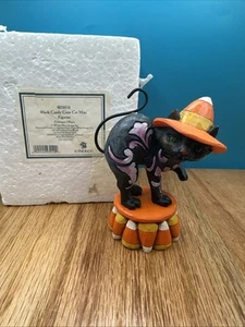 RARE - HTF Jim Shore Candy Corn Black Cat Mini 4058850 2017 Halloween Cat! - Picture 1 of 9