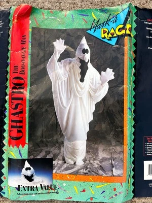 Máscara fantasia Ghastro the Boo-ooo-gie homem fantasma disfarce de raiva 1989 Halloween - Imagem 1 de 4