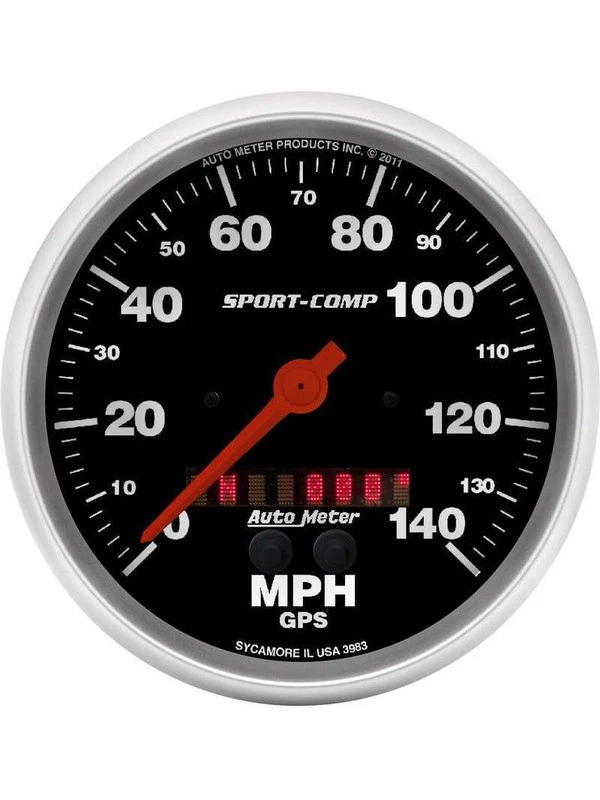 Auto Meter Speedo GPS Enabled Sport-Comp 0-140 MPH 5 Analog Electrical R (3983) - Image 1 of 4