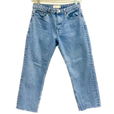 TOPSHOP Cropped Jeans Womens Size 28 High Rise Zip Fly Clean Wash Straight Leg - Image 1 of 4