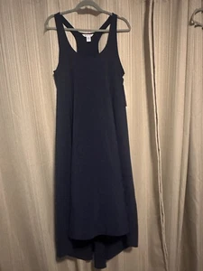 Athleta Womens Traveler Maxi Sleeveless Dress Size M Navy Hi Low Hem - Picture 1 of 4