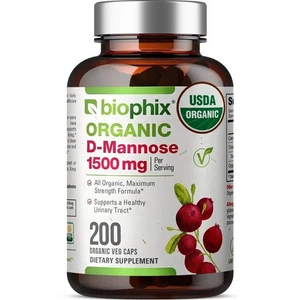 biophix D-mannose USDA Organic 1500 mg 200 Vegetarian Capsules - Picture 1 of 9