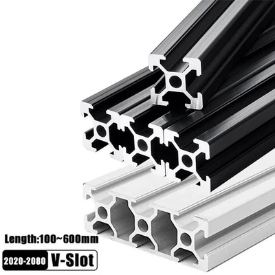 2020 2040 2060 2080 Linear Rail V-slot Aluminum Profile 100-600mm Extrusions - Image 1 of 4