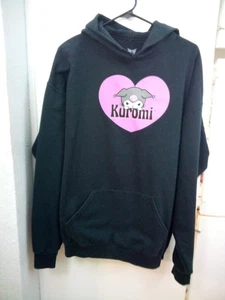 Kuromi Hoodie Sweatshirt Size XL SANRIO BIOWORLD UNISEX Black Pink - Picture 1 of 6