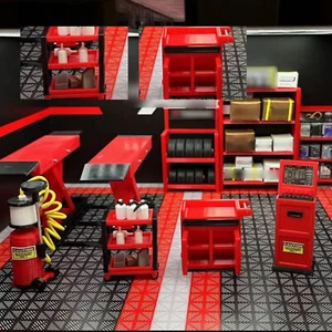 Juego de herramientas de reparación de garaje 9 piezas 1/18 modelo rojo taller escena modelo accesorio EE. UU. - Imagen 1 de 16