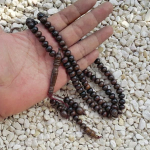 Rare Kemuning Hitam Islamic Tasbih 99 Roundel Beads Black Gold Wood Misbaha - Picture 1 of 7