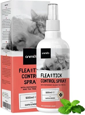 Animigo Flea & Tick Spray for Dogs & Cats 500ml for Dry, Itchy & Irritated Skin