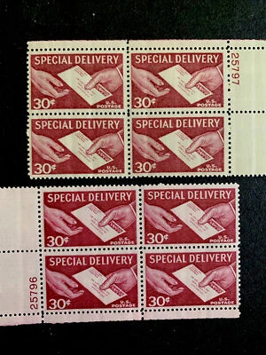 52615 SCOTT E21 30c 2 Color Variety PLATE BLOCKS  MNHOG Brown & Purple Nice Coll - Image 1 of 4