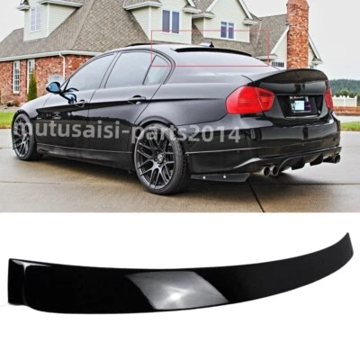 FITS 2005-2011 BMW 3 SERIES E90 GLOSSY BLACK REAR WINDOW VISOR ROOF SPOILER WING - Image 1 of 4