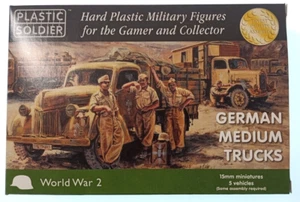 Camiones medianos alemanes WW2V15026 15mm soldado de plástico 1/100 NUEVO EN CAJA WW2 - Imagen 1 de 2