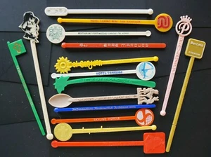 16 vintage Swizzle Stir Sticks, from 10 countries around the world, 40¢ each - Picture 1 of 1
