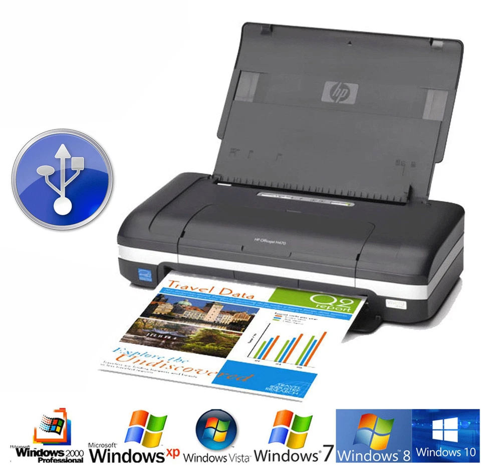 Small Fast Mobile! Printer USB HP Deskjet 470 Netzt+ Bat 4800dpi F.Win 7-10 - Image 1 of 1
