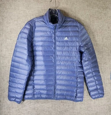 Adidas Varilite Down Puffer Jacket Womens Large Periwinkle Blue Welded Seams EUC - Image 1 of 4