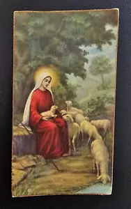 Antico Santino Cromolitografico Maria con Gregge Anno 1933 - Picture 1 of 2