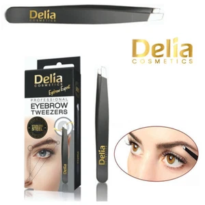 Pinzas profesionales negras para cejas para cabello belleza pinzas de acero inoxidable inclinadas - Imagen 1 de 4
