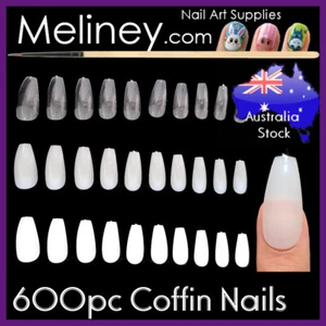 600Pc Coffin Full Cover Nails False Fake Acrylic Long salon supplies Ballerina  - Bild 1 von 7