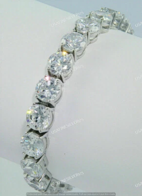 6MM 25 CT Round Moissanite Women's Tennis Bracelet 7" Real 925 Sterling Silver - Image 1 of 4