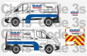 Code 3 Adhesive Vinyl Decal - Suit 1/76 Oxford Diecast Transit Custom - DAF Aid - Picture 1 of 1