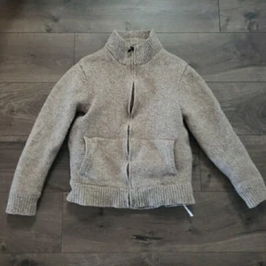 LL Bean Men's Teen Beige Classic Ragg Wool Full Zip Flannel Lined Sweater Small - Picture 1 of 12