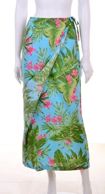 Jones New York 100% Lino Hawaiano Isla Tropical Floral Maxi Falda Envolvente 4 Foto 1 de 4