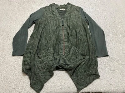 标志 Lori Goldstein 女式中号衬衫棕色条纹全拉链天鹅绒袖子 — 第 1/4 张图片