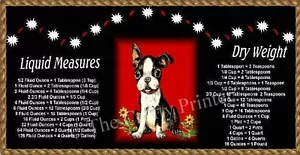 GRANDE MAGNETE BOSTON TERRIER 10"x4,5 con pratico grafico di conversione cucina - Foto 1 di 1