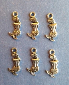 TIBETAN SILVER MERMAID CHARMS -- JEWELRY, SCRAPBOOKING, CRAFT -- 17mm -- 6pcs - Picture 1 of 3